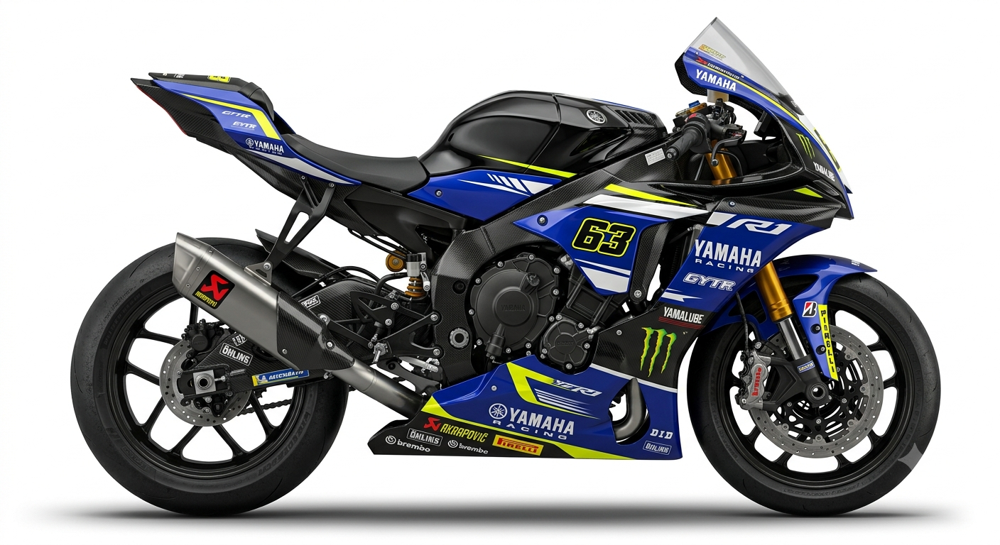 Yamaha R1 Dekor »Race Blu« – Motorrad Aufkleber, Sticker & Folierung