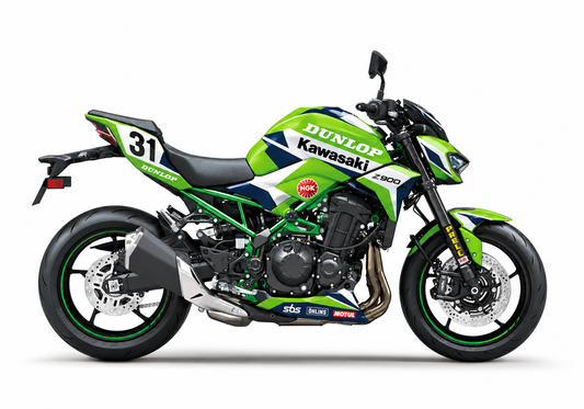 Kawasaki Z900 Dekor Kawasaki Motorsport Geschichte – Motorrad Aufkleber für 2017–2019, 2020–2024 und 2025–2026