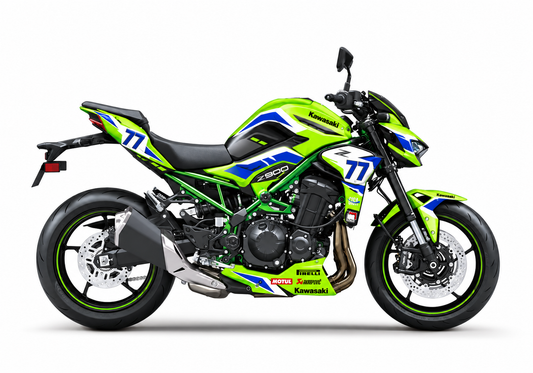 Kawasaki Z900 Dekor ZX-6R WorldSSP Startnummer 77 – Motorrad Aufkleber für 2017–2019, 2020–2024 und 2025–2026
