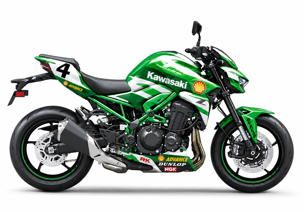 Kawasaki Z900 Dekor Akira Yanagawa ZX-7RR WorldSBK – Motorrad Aufkleber für 2017–2019, 2020–2024 und 2025–2026