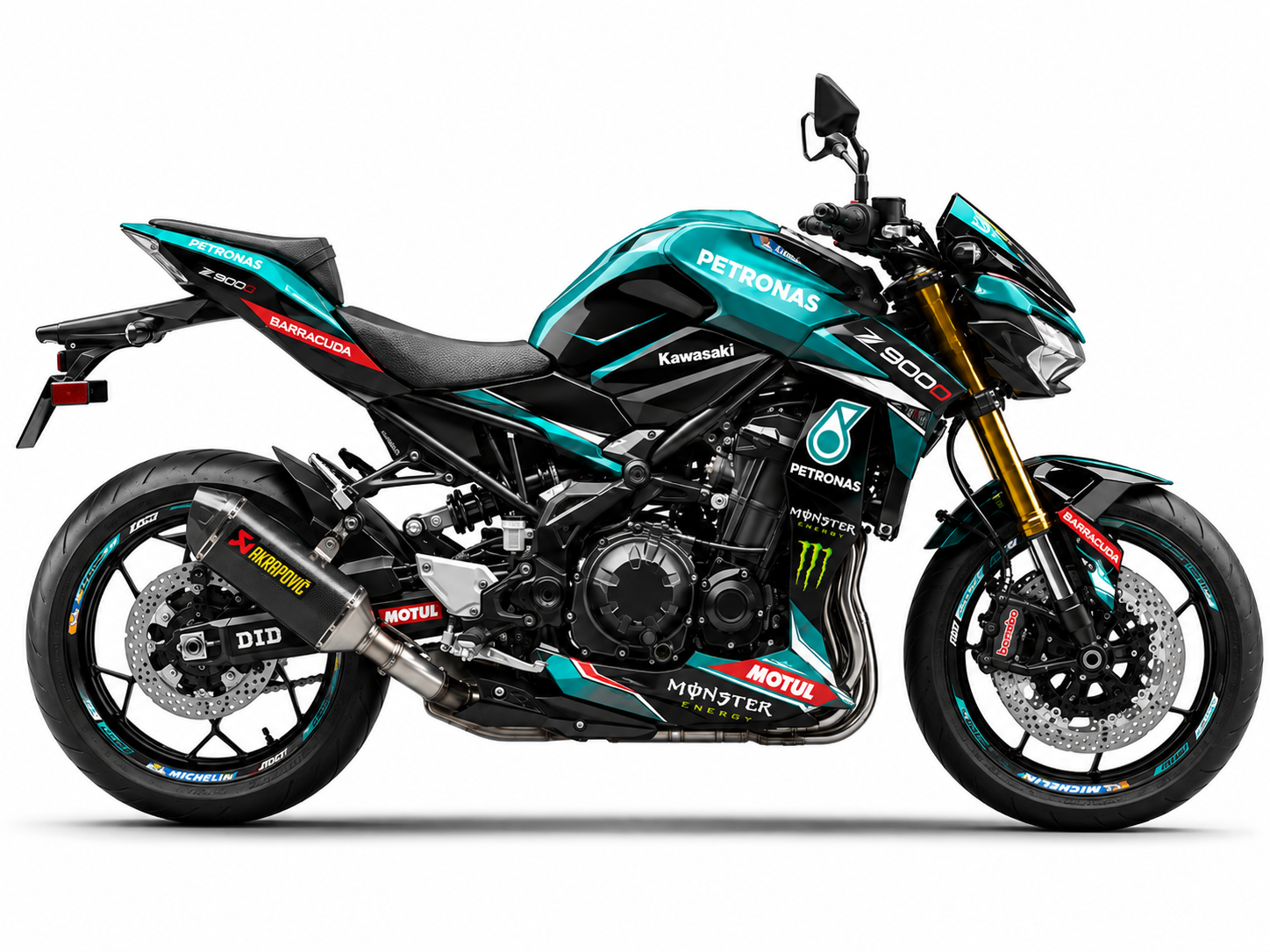 Kawasaki Z900 Dekor »Petronas Teal Evo« Motorrad Aufkleber Vinyl Folierung 2017-2019, 2020-2024, 2025-2026 Deutschland