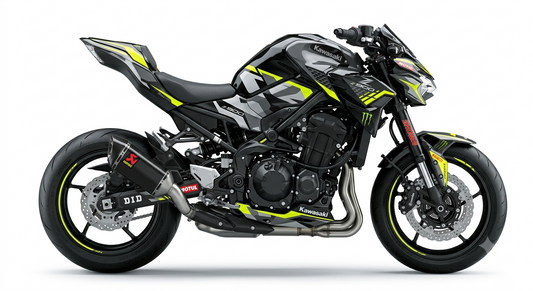 Kawasaki Z900 Dekor-Kit Neon Camo Volt Motorrad Aufkleber Vinyl Folierung 2017-2019, 2020-2024, 2025-2026 Deutschland