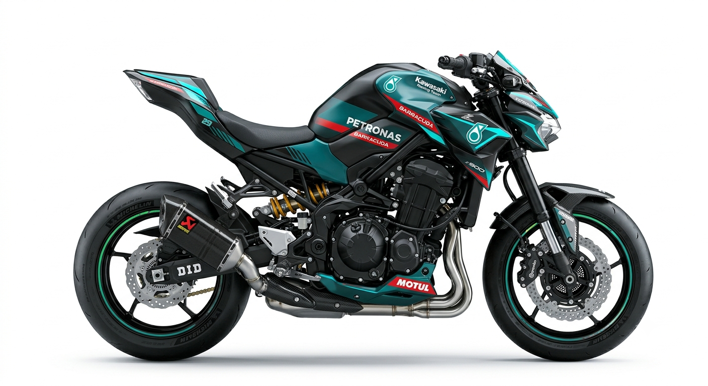 Kawasaki Z900 Dekor-Kit Petronas Barracuda Motorrad Aufkleber Vinyl Folierung 2017-2019, 2020-2024, 2025-2026 Deutschland