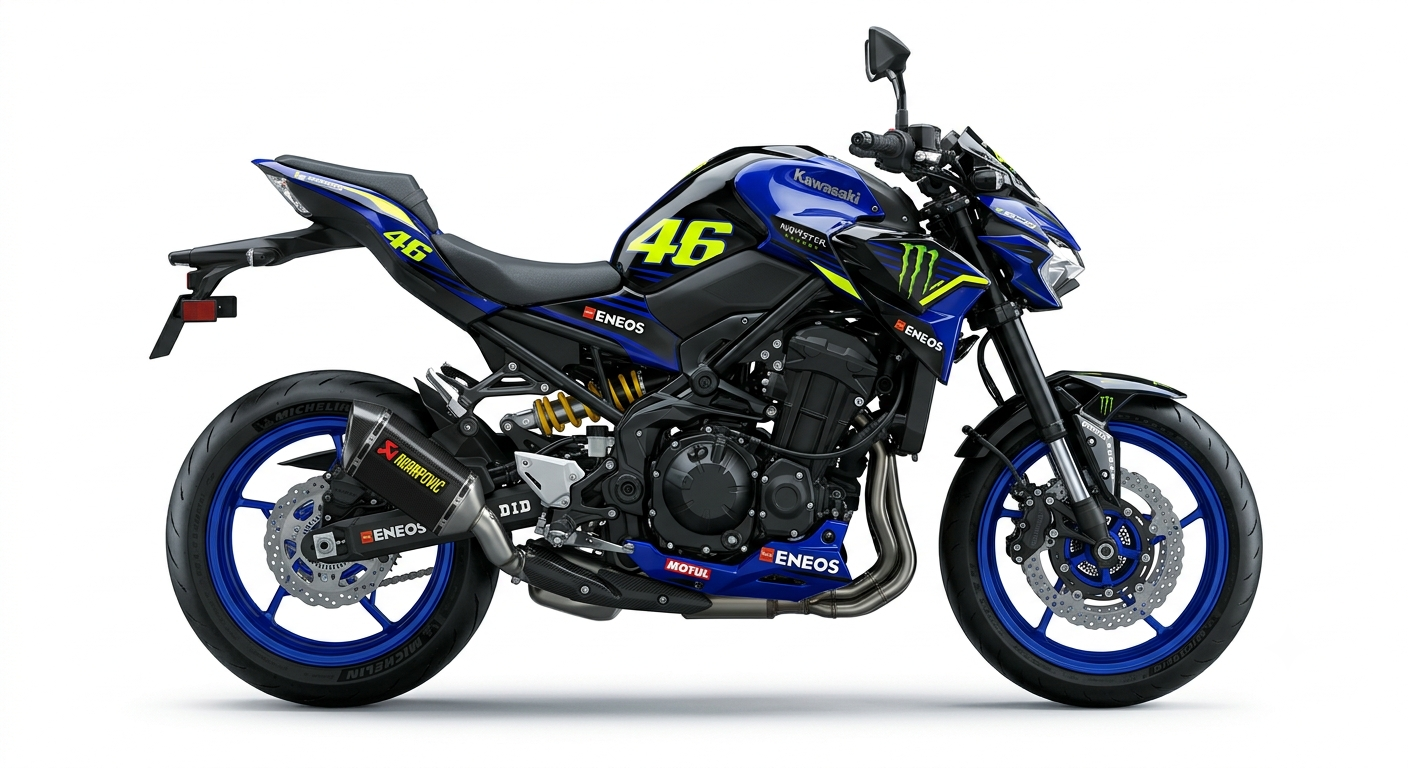 Kawasaki Z900 Dekor-Kit Monster 46 Blue Motorrad Aufkleber Vinyl Folierung 2017-2019, 2020-2024, 2025-2026 Deutschland