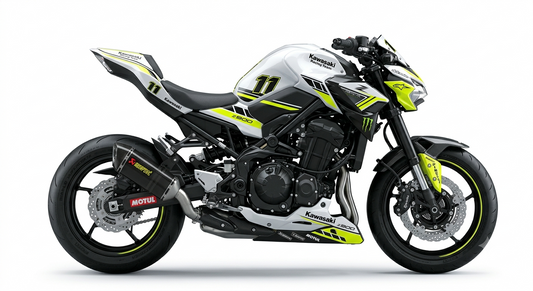 Kawasaki Z900 Dekor-Kit KRT Heritage White Lime Motorrad Aufkleber Vinyl Folierung 2017-2019, 2020-2024, 2025-2026 Deutschland
