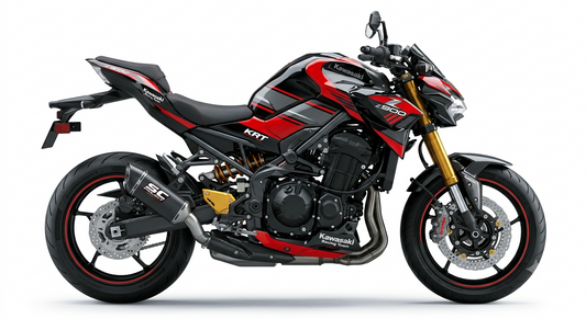 Kawasaki Z900 Dekor-Kit Black Red Streetrace Motorrad Aufkleber Vinyl Folierung 2017-2019, 2020-2024, 2025-2026 Deutschland