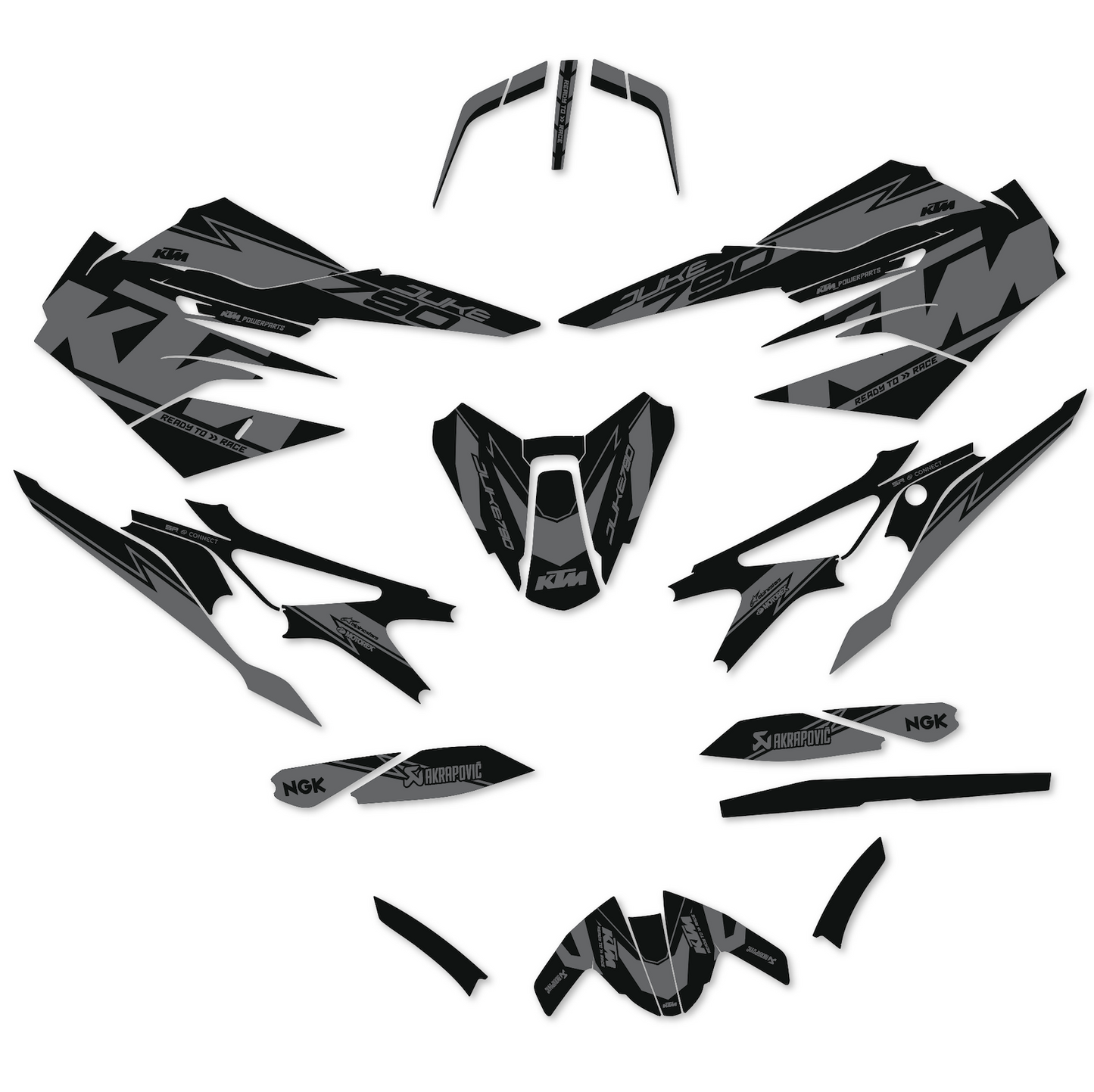 Dekor-Kit kompatibel mit KTM Duke 790 (2018–2020) – Vinyl-Aufkleber