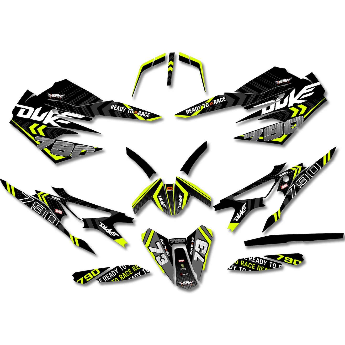 Dekor-Kit kompatibel mit KTM Duke 790 (2018–2020) – Vinyl-Aufkleber