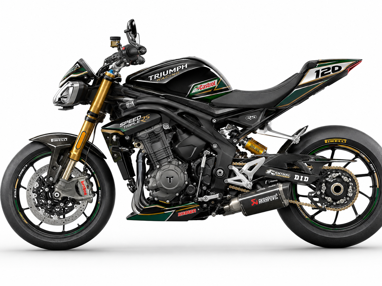 Triumph Speed Triple 1200 RS Dekor-Kit Carbon Gold Motorrad Aufkleber Vinyl Folierung 2021-2024, 2025-2026 Deutschland