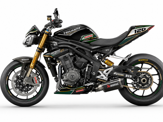 Triumph Speed Triple 1200 RS Dekor-Kit Carbon Gold Motorrad Aufkleber Vinyl Folierung 2021-2024, 2025-2026 Deutschland