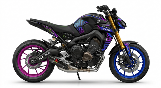 Yamaha MT-09 Dekor-Kit Cyber Purple Split Motorrad Aufkleber Vinyl Folierung 2017-2020, 2021-2023, 2024-2026 Deutschland