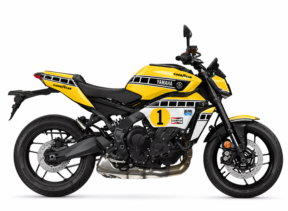 Yamaha MT-09 Dekor Kenny Roberts – gelbe Yamaha Rennmaschine – Motorrad Aufkleber